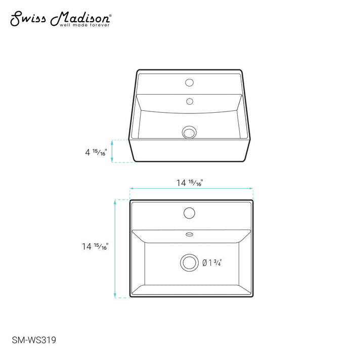 Swiss Madison Claire Compact Ceramic Wall hung Sink - SM-WS319