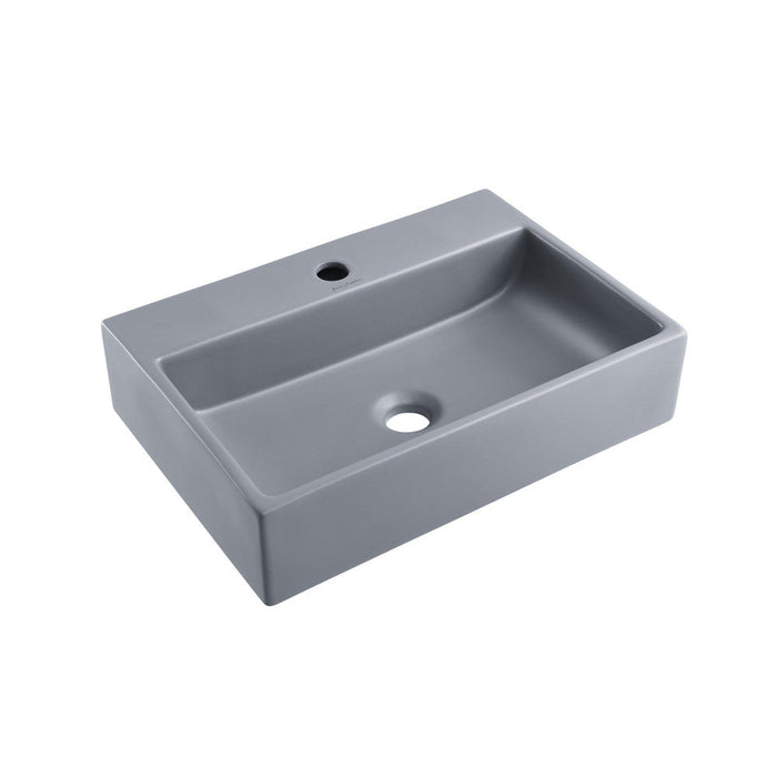 Swiss Madison Claire 20"  Rectangle Ceramic Vessel Sink in Matte Grey - SM-VS203ME