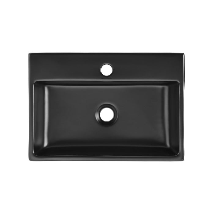 Swiss Madison Claire 20 Rectangle Ceramic Vessel Sink, Matte Black - SM-VS203MB