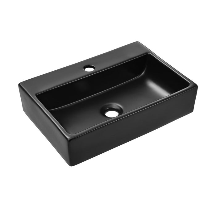 Swiss Madison Claire 20 Rectangle Ceramic Vessel Sink, Matte Black - SM-VS203MB