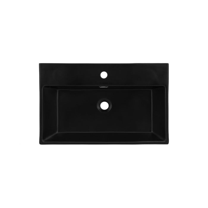 Swiss Madison Claire 24 Ceramic Console Sink Matte Black Basin Brushed Gold Legs - SM-CS751BG