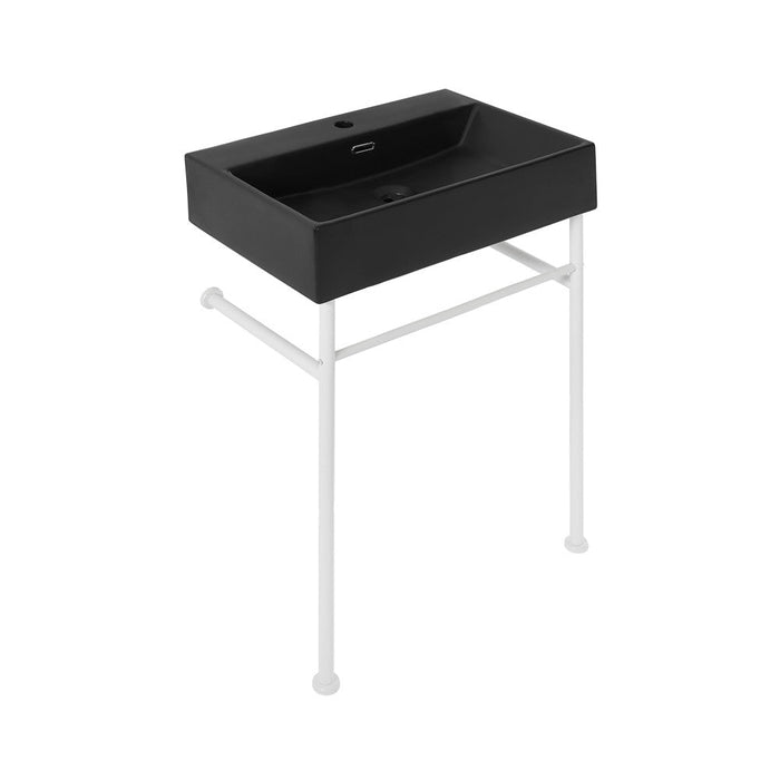 Swiss Madison Claire 24 Ceramic Console Sink Matte Black Basin Matte White Legs - SM-CS791