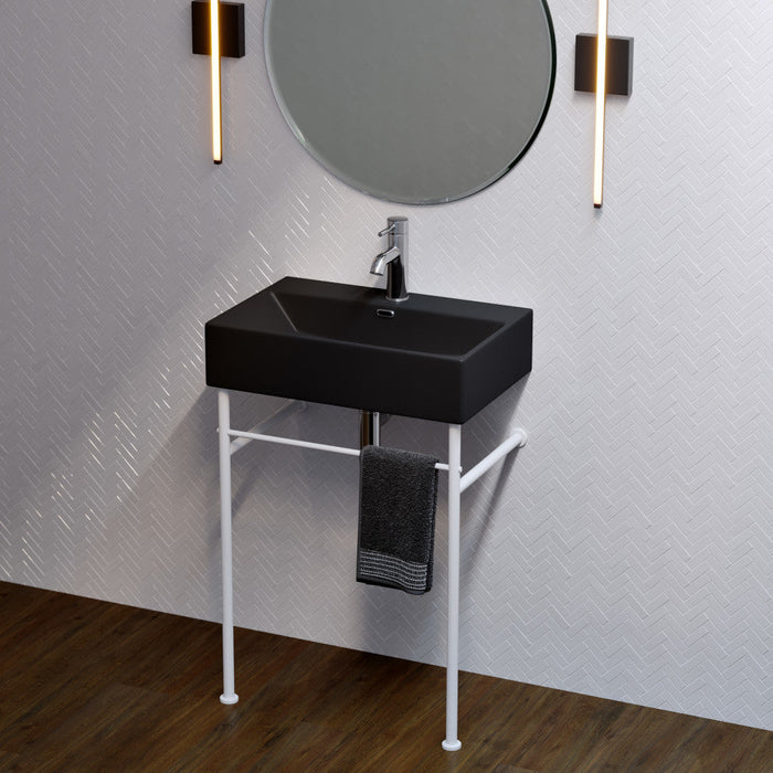 Swiss Madison Claire 24 Ceramic Console Sink Matte Black Basin Matte White Legs - SM-CS791