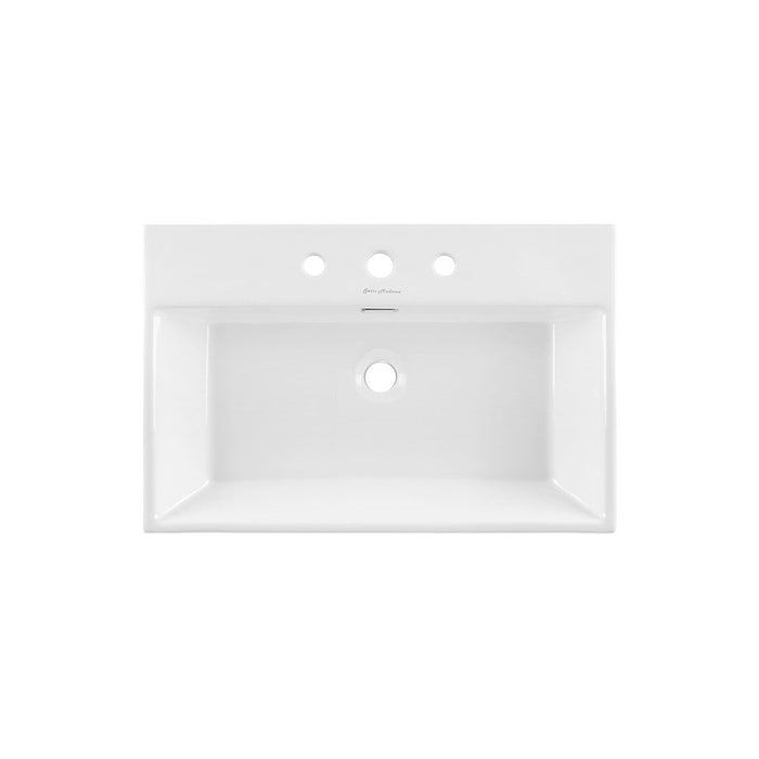 Swiss Madison Claire 24" Console Sink White Basin Black Legs with 8" Widespread Holes - SM-CS771-3