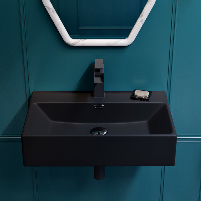 Swiss Madison Claire 24" Rectangle Wall-Mount Bathroom Sink in Matte Black - SM-WS332MB