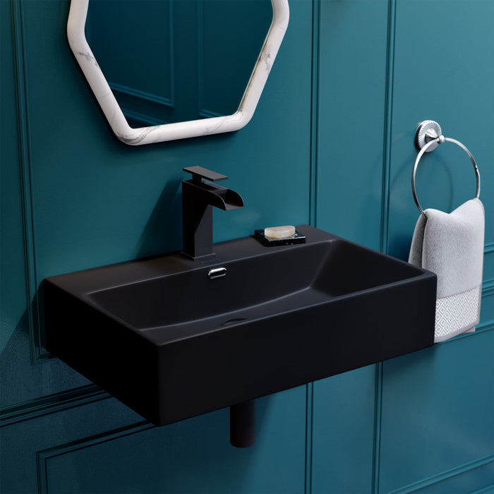 Swiss Madison Claire 24" Rectangle Wall-Mount Bathroom Sink in Matte Black - SM-WS332MB