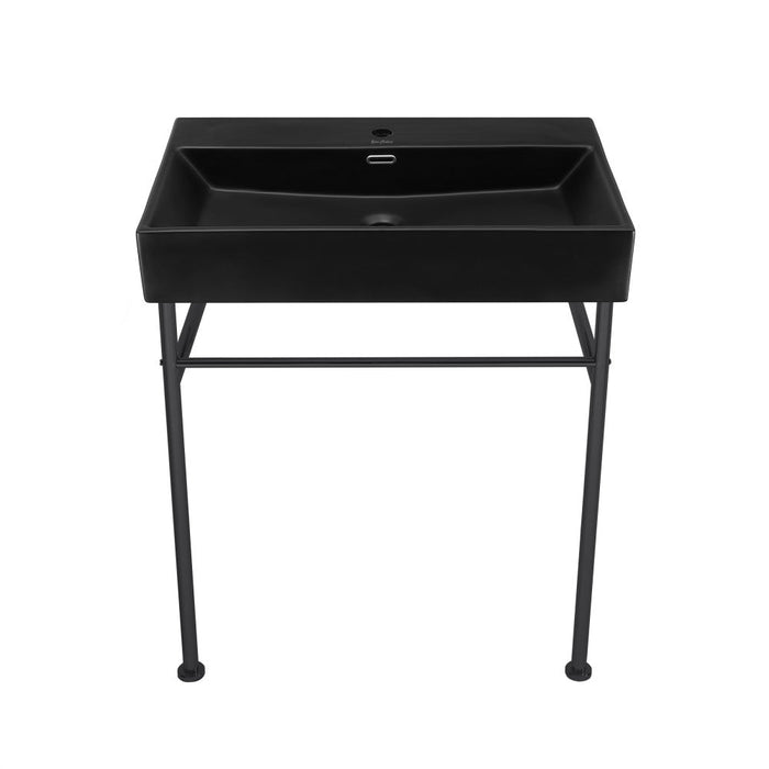 Swiss Madison Claire 30 Ceramic Console Sink Matte Black Basin Black Legs - SM-CS782