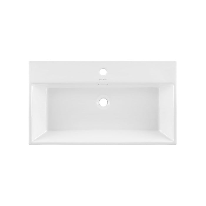 Swiss Madison Claire 30 Ceramic Console Sink White Basin Brushed Gold Legs - SM-CS722BG