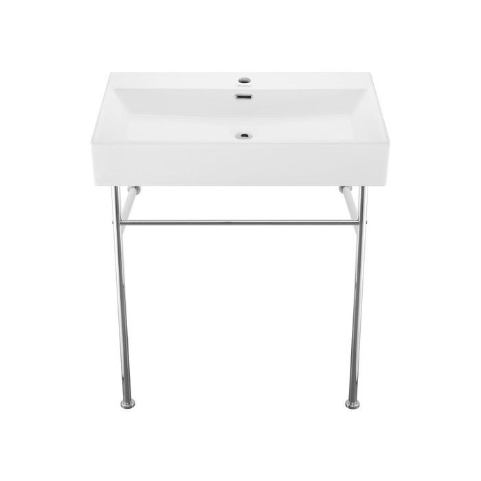 Swiss Madison Claire 30 Ceramic Console Sink White Basin Chrome Legs - SM-CS712