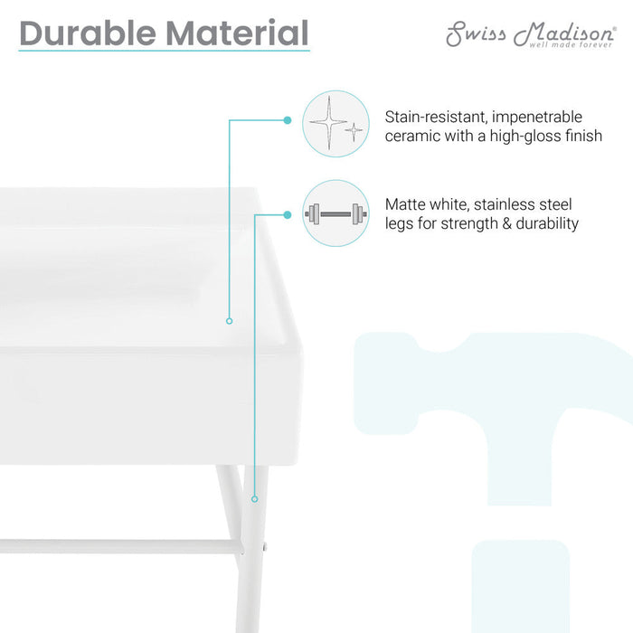 Swiss Madison Claire 30" White Basin Matte White Legs - SM-CS742