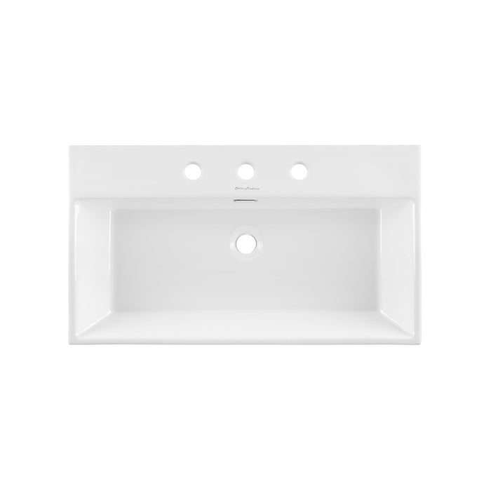 Swiss Madison Claire 30" Console Sink White Basin Black Legs with 8" Widespread Holes - SM-CS772-3