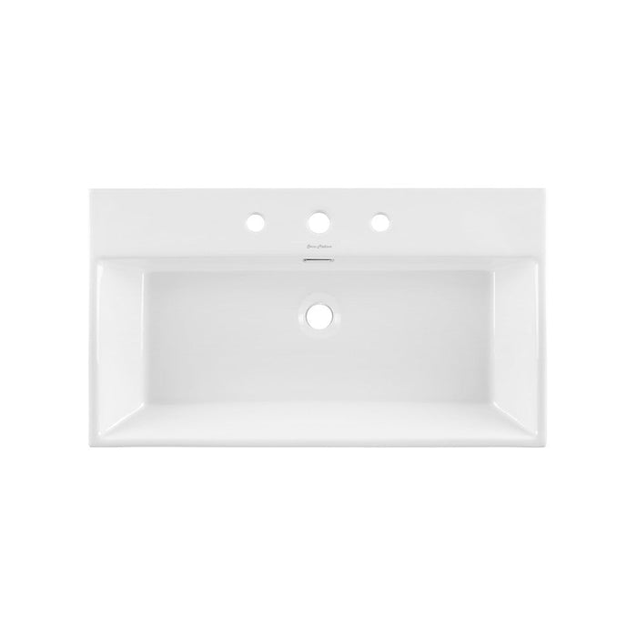 Swiss Madison Claire 30" Console Sink White Basin Brushed Gold Legs with 8" Widespread Holes - SM-CS722BG-3