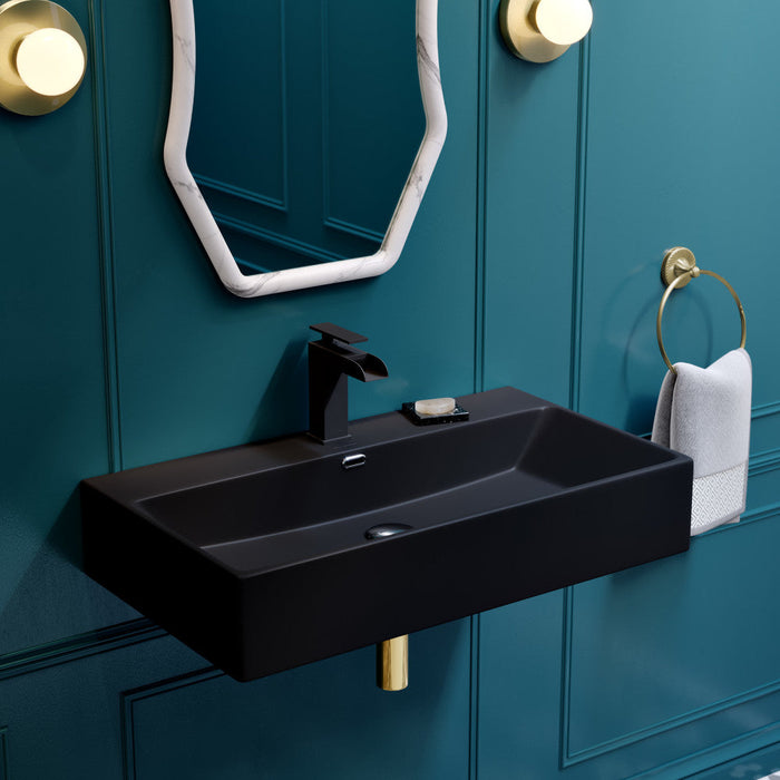 Swiss Madison Claire 30" Rectangle Wall-Mount Bathroom Sink in Matte Black - SM-WS333MB