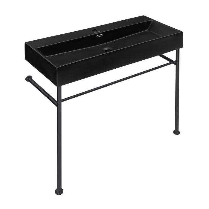 Swiss Madison Claire 40 Ceramic Console Sink Matte Black Basin Black Legs - SM-CS784