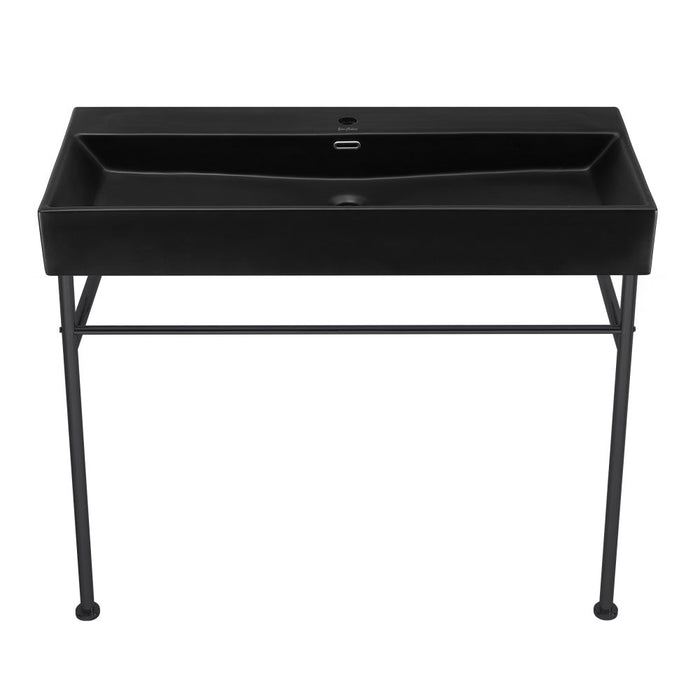 Swiss Madison Claire 40 Ceramic Console Sink Matte Black Basin Black Legs - SM-CS784