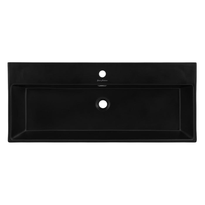 Swiss Madison Claire 40 Ceramic Console Sink Matte Black Basin Black Legs - SM-CS784