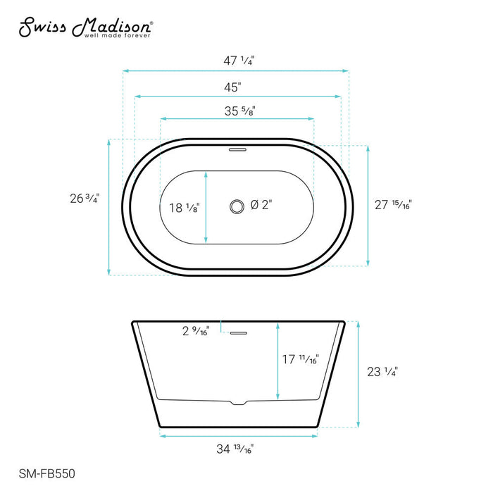 Swiss Madison Claire 48" Freestanding Bathtub - SM-FB550