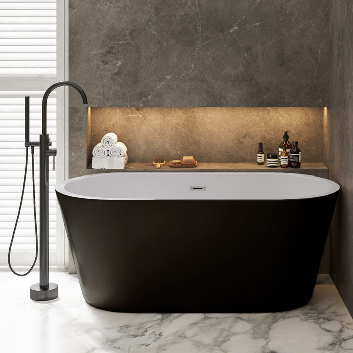 Swiss Madison Claire 60" Freestanding Bathtub Matte Black and Matte White - SM-FB590MBMW