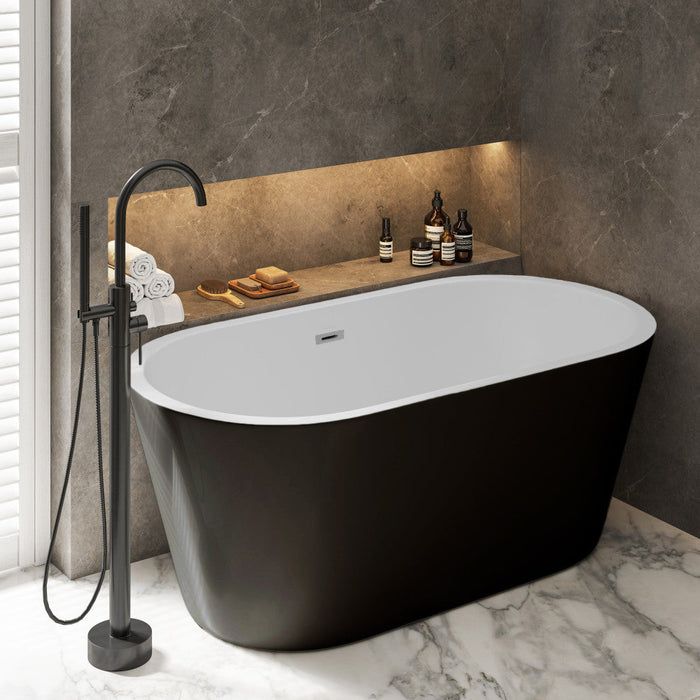 Swiss Madison Claire 60" Freestanding Bathtub Matte Black and Matte White - SM-FB590MBMW