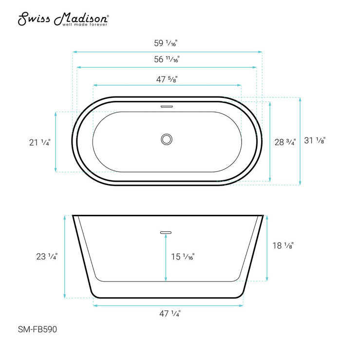 Swiss Madison Claire 60" Freestanding Bathtub - SM-FB590