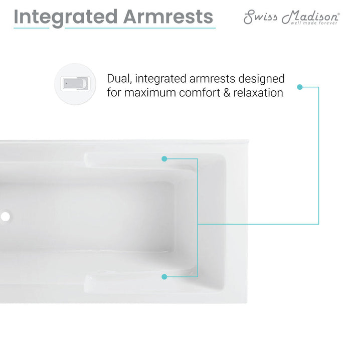 Swiss Madison Claire 60" x 32" Left-Hand Drain Drain Alcove Tub with Corner Apron - SM-AB570