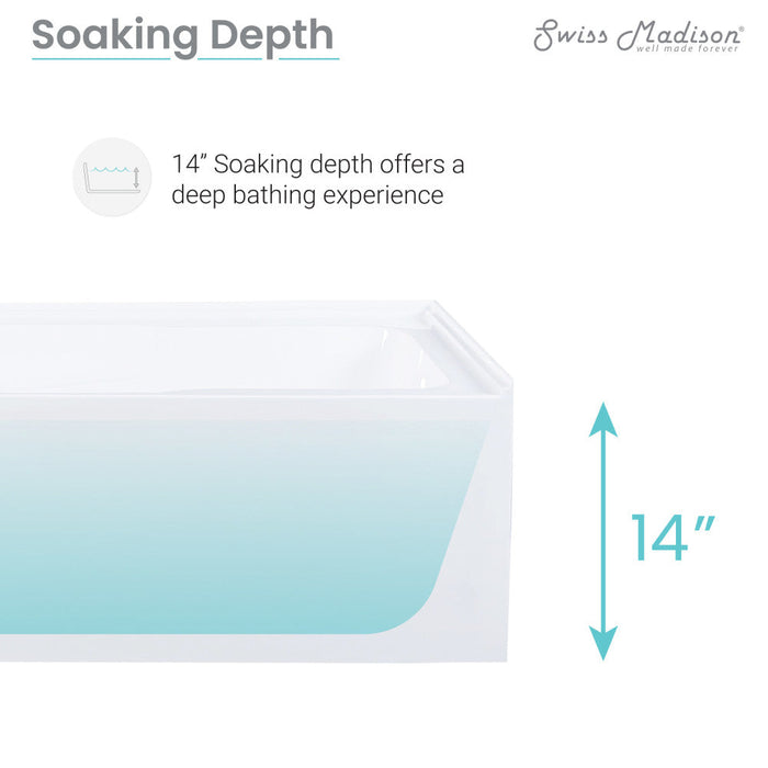 Swiss Madison Claire 60" x 32" Right-Hand Drain Drain Alcove Tub with Corner Apron - SM-AB571