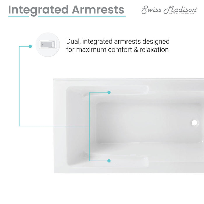 Swiss Madison Claire 60" x 32" Right-Hand Drain Drain Alcove Tub with Corner Apron - SM-AB571