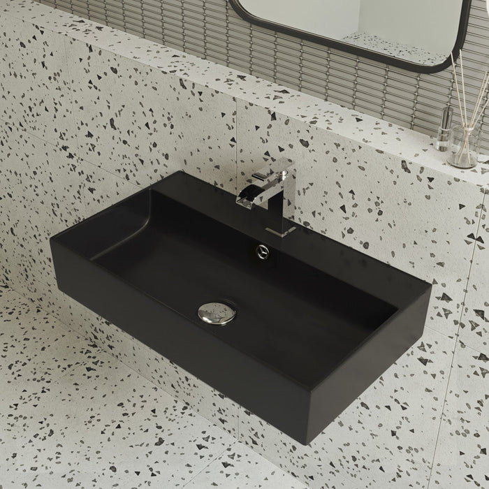 Swiss Madison Claire 22" Rectangle Wall-Mount Bathroom Sink in Matte Black - SM-WS318MB