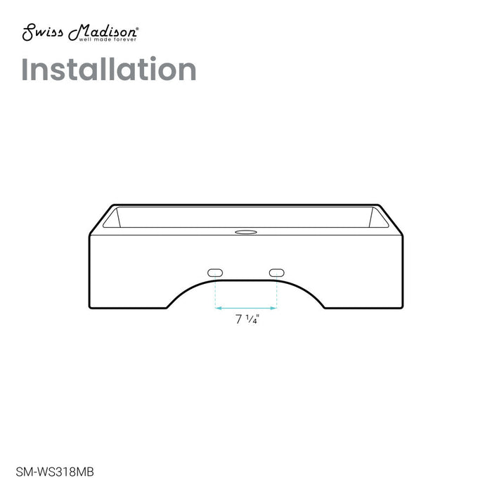 Swiss Madison Claire 22" Rectangle Wall-Mount Bathroom Sink in Matte Black - SM-WS318MB