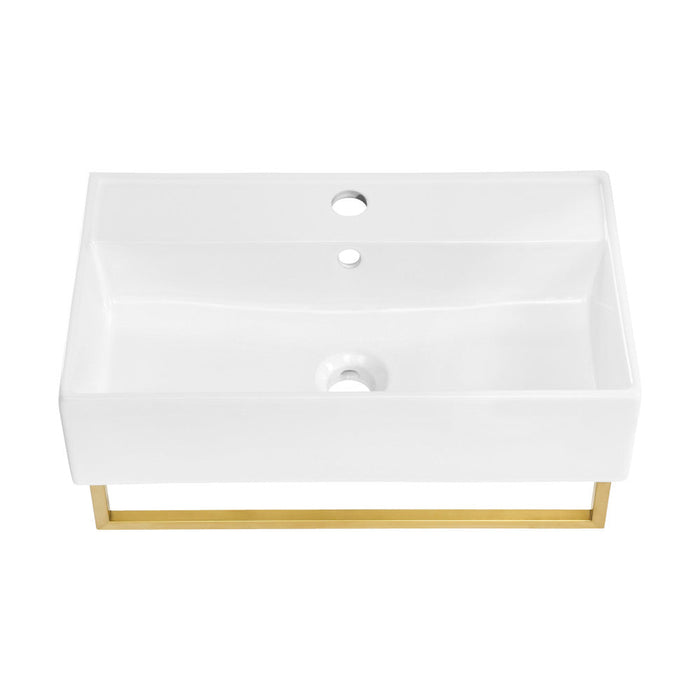 Swiss Madison Claire 22" Wall-Mount Bathroom Sink with Brushed Gold Towel Bar - SM-WS344BGT