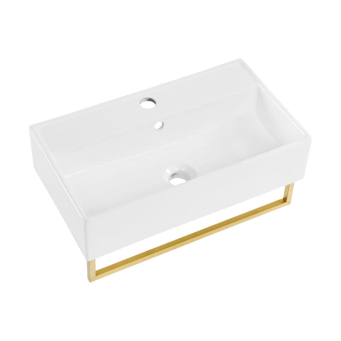 Swiss Madison Claire 22" Wall-Mount Bathroom Sink with Brushed Gold Towel Bar - SM-WS344BGT