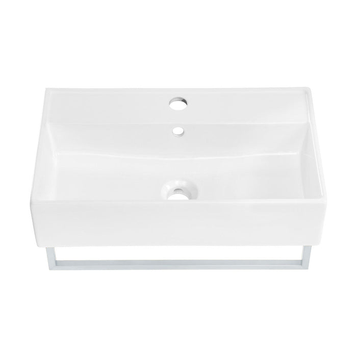 Swiss Madison Claire 22" Wall-Mount Bathroom Sink with Silver Towel Bar - SM-WS344SIT