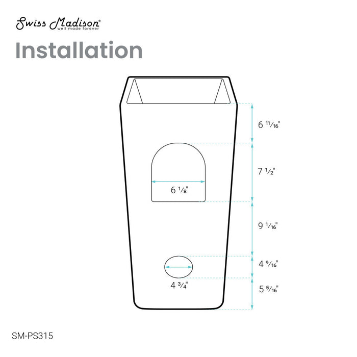 Swiss Madison Claire One-Piece Pedestal Sink - SM-PS315