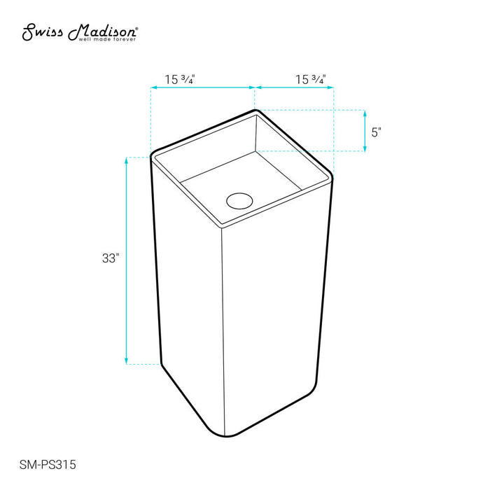 Swiss Madison Claire One-Piece Pedestal Sink - SM-PS315