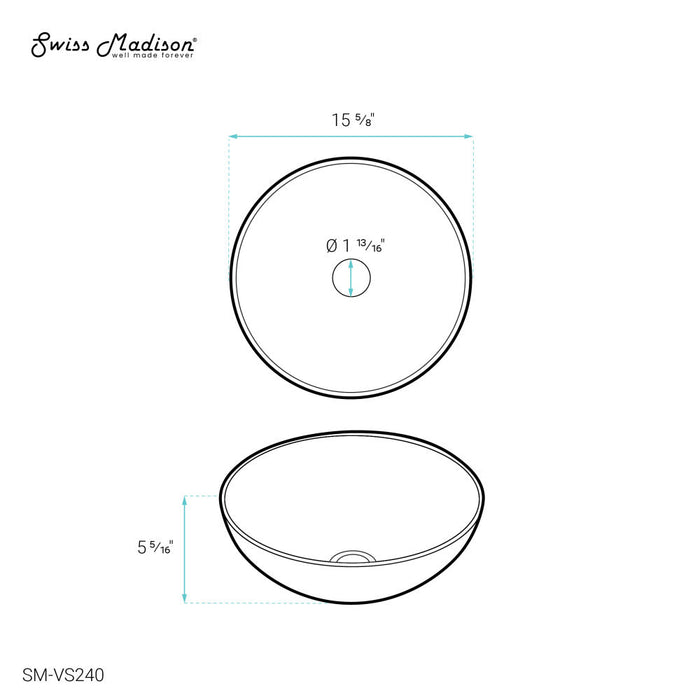 Swiss Madison Classe 16 Ceramic Sink in Shiny White - SM-VS240