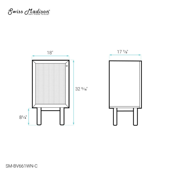 Swiss Madison Classe 18" Bathroom Vanity in Dark Walnut Cabinet Only - SM-BV661WN-C