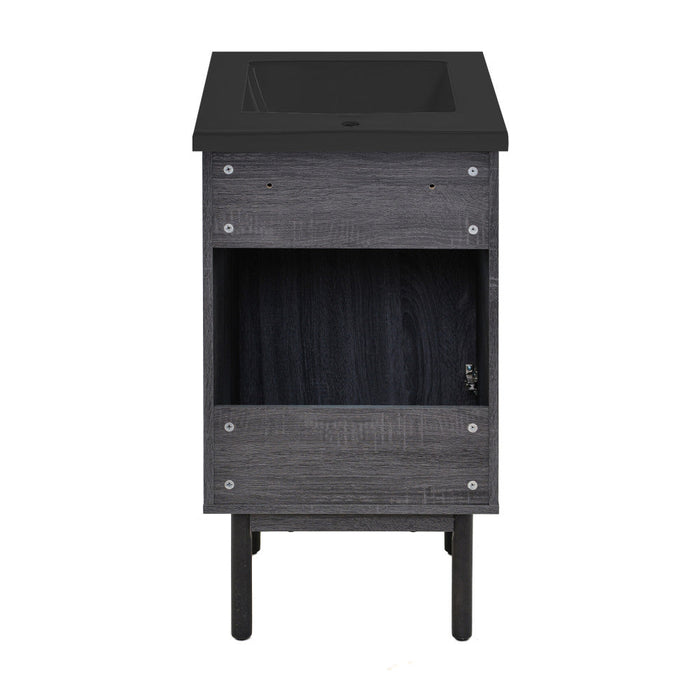 Swiss Madison Classe 18 in. Black Oak Bathroom Vanity With Black Ceramic Sink Top - SM-BV661BMB