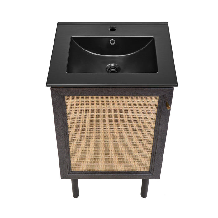 Swiss Madison Classe 18 in. Black Oak Bathroom Vanity With Black Ceramic Sink Top - SM-BV661BMB