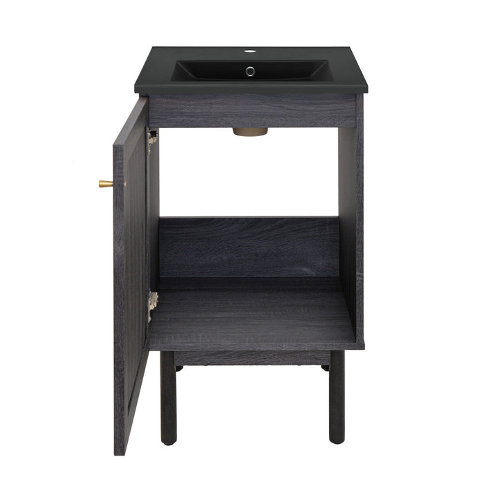 Swiss Madison Classe 18 in. Black Oak Bathroom Vanity With Black Ceramic Sink Top - SM-BV661BMB