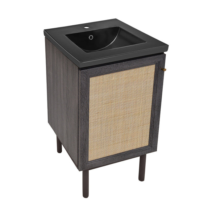 Swiss Madison Classe 18 in. Black Oak Bathroom Vanity With Black Ceramic Sink Top - SM-BV661BMB