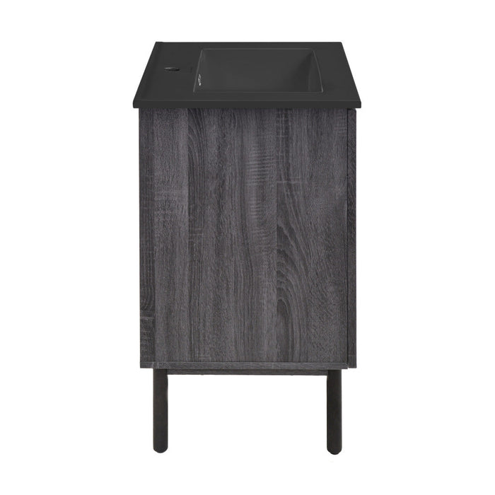 Swiss Madison Classe 18 in. Black Oak Bathroom Vanity With Black Ceramic Sink Top - SM-BV661BMB