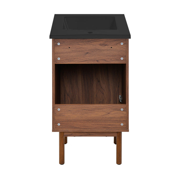 Swiss Madison Classe 18 in. Brown Oak Bathroom Vanity With Black Ceramic Sink Top - SM-BV661WNMB