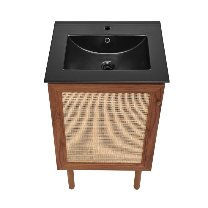 Swiss Madison Classe 18 in. Brown Oak Bathroom Vanity With Black Ceramic Sink Top - SM-BV661WNMB