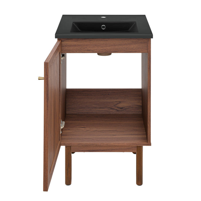 Swiss Madison Classe 18 in. Brown Oak Bathroom Vanity With Black Ceramic Sink Top - SM-BV661WNMB