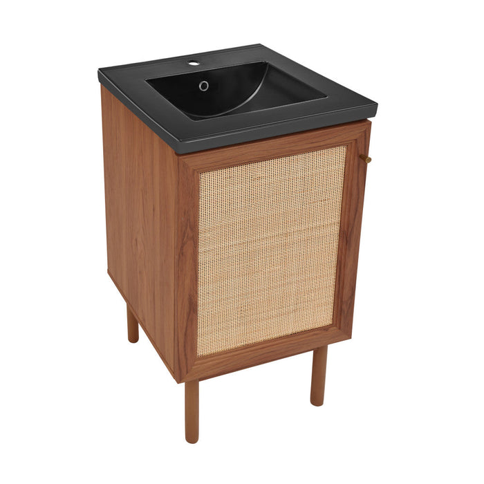 Swiss Madison Classe 18 in. Brown Oak Bathroom Vanity With Black Ceramic Sink Top - SM-BV661WNMB