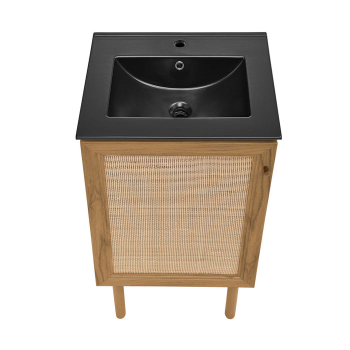 Swiss Madison Classe 18 in. Oak Bathroom Vanity With Black Ceramic Sink Top - SM-BV661MB