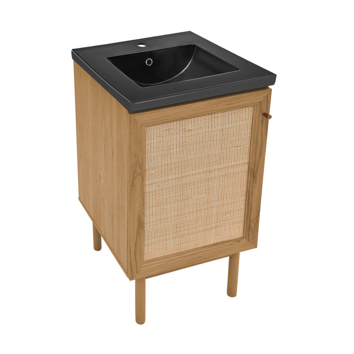 Swiss Madison Classe 18 in. Oak Bathroom Vanity With Black Ceramic Sink Top - SM-BV661MB