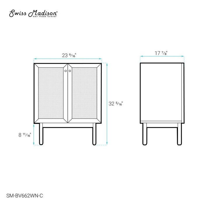 Swiss Madison Classe 24" Bathroom Vanity in Dark Walnut Cabinet Only - SM-BV662WN-C