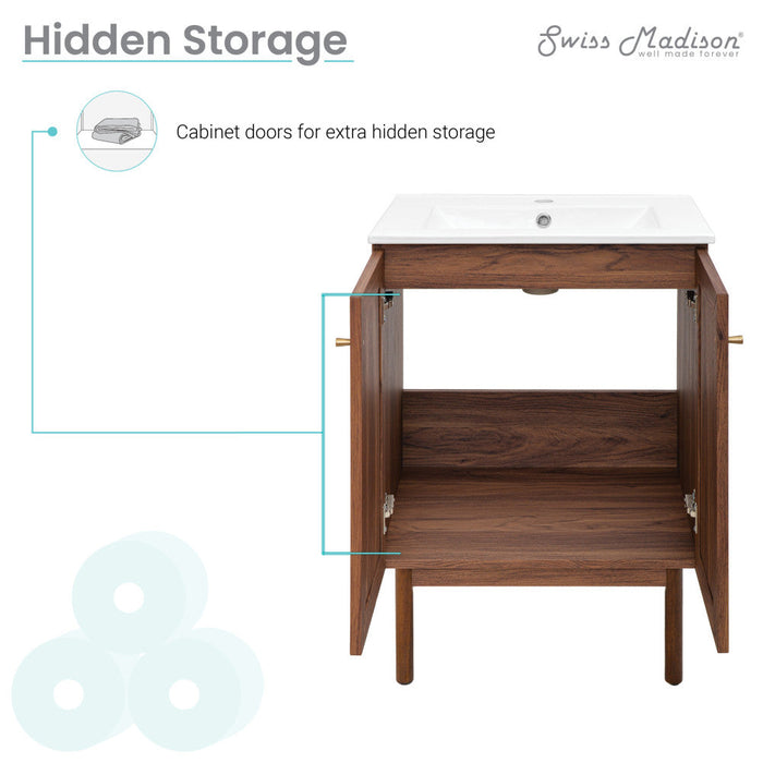 Swiss Madison Classe 24" Bathroom Vanity in Dark Walnut - SM-BV662WN