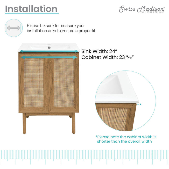 Swiss Madison Classe 24" Bathroom Vanity in Oak - SM-BV662